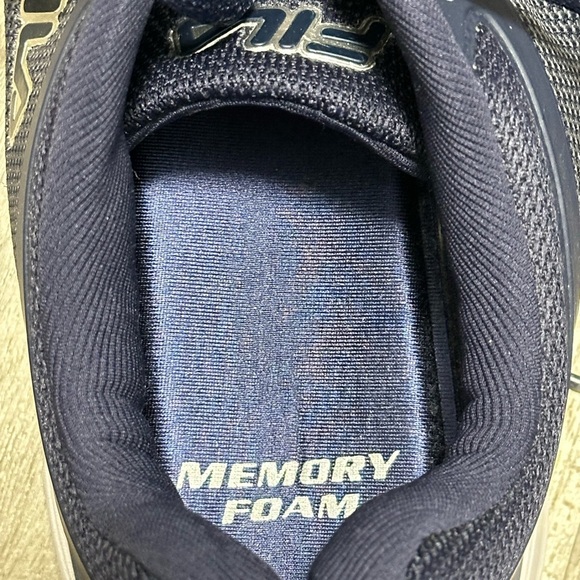 Men’s Fila Shoes 11 Memory Foam Tie Lace Closure Leather Rubber Sole Navy Blue - Picture 8 of 9